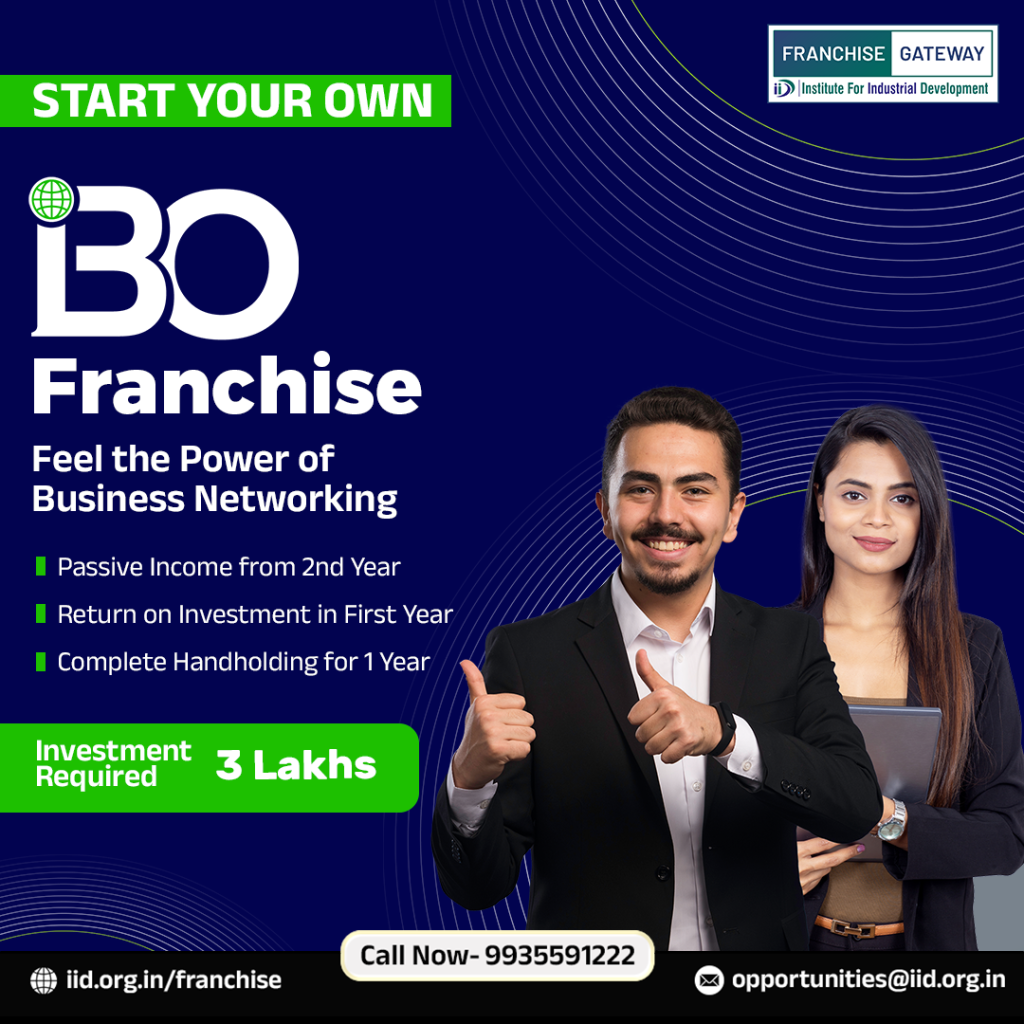 Explore the Infinite Business Opportunity (iBO) franchise, a dynamic platform meticulously crafted by business visionaries for entrepreneurial enthusiasts. Committed to fostering a robust community, iBO stands as a steadfast ally during challenging times, be it the peak of a pandemic or beyond. Launched on May 1, 2021, with an overwhelming response of nearly 100 members, iBO has conducted 15 Demo Meetings, drawing over 300 participants in May and June 2021. Our inaugural chapter, SANKALP, commenced in July, marking the beginning of a collective mission to empower each other in the entrepreneurial journey. Join iBO, seize the franchise gateway, and embrace boundless business opportunities. Elevate your entrepreneurial aspirations with iBO, where growth is limitless.

9935591222